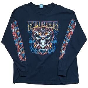 Vintage Y2K Sturgis Black Hills Rally 2006 Flames Sleeves T Shirt